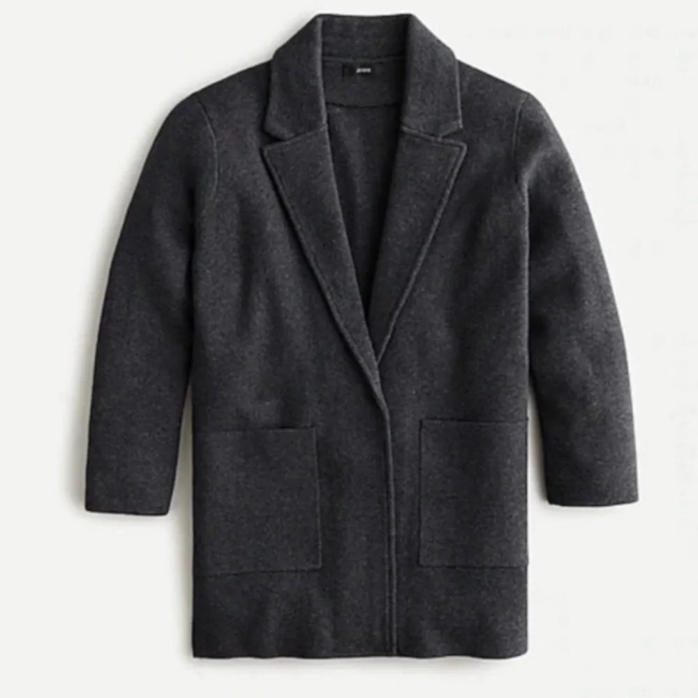 J. Crew Charcoal Open-Front Wool-Blend Coat